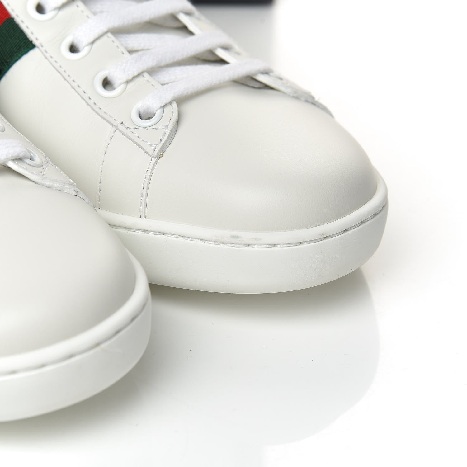 Gucci Calfskin Crocodile Web Womens Ace Sneakers 38.5 White Green 10 of 11