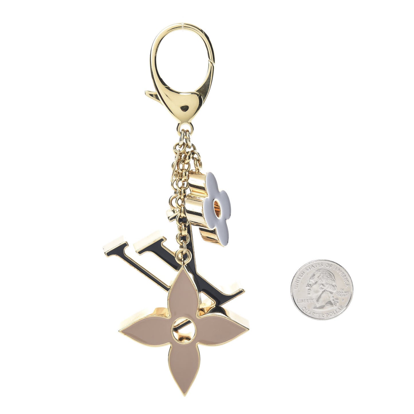 Fleur De Monogram Bag Charm Dore