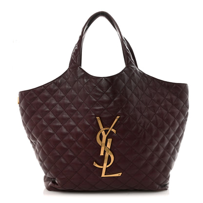 Saint Laurent Lambskin Quilted Maxi Icare Shopping Tote  Rouge Cabernet 1 of 10
