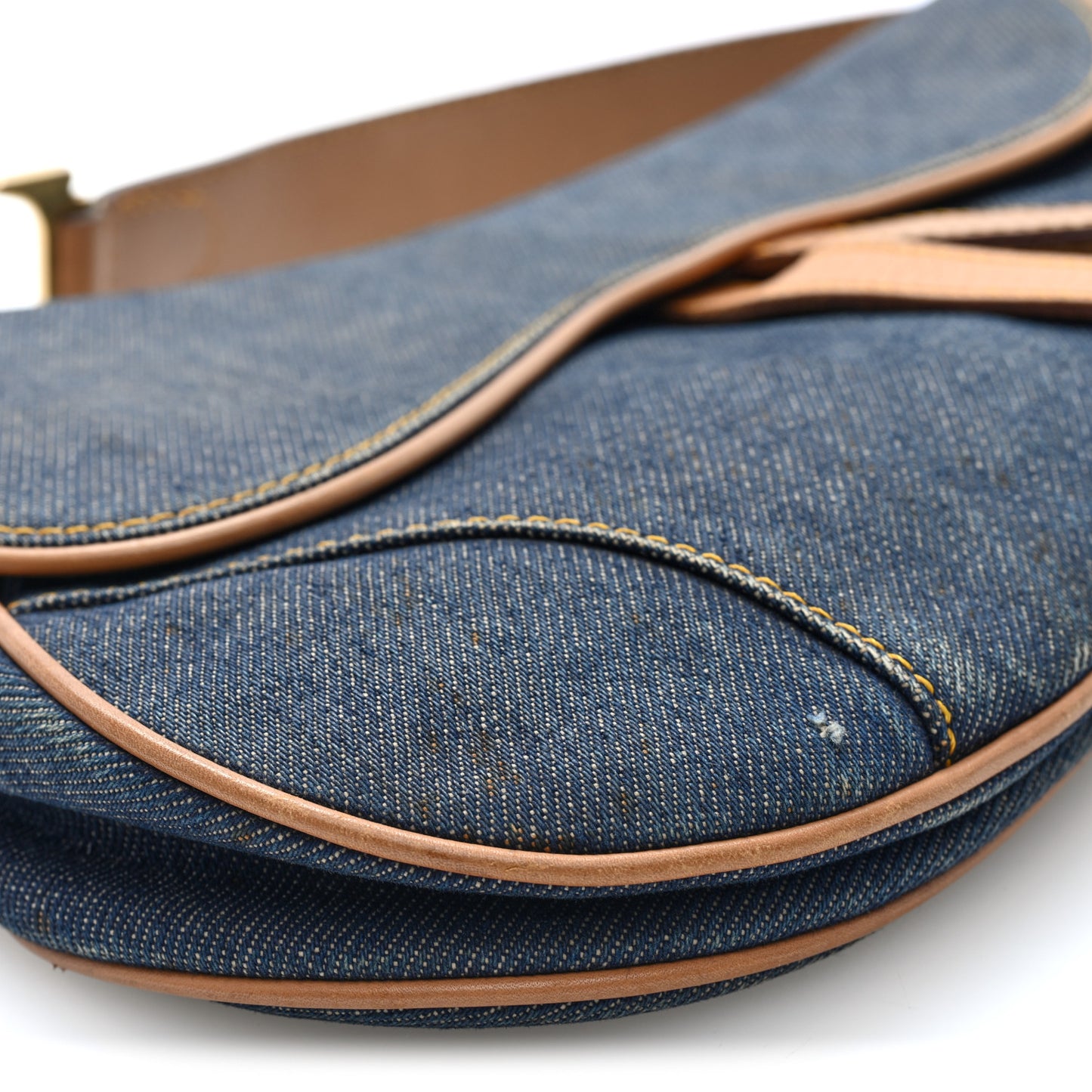 Denim Calfskin Saddle Bag Blue