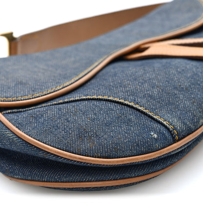 Christian Dior Denim Calfskin Saddle Bag Blue 9 of 10
