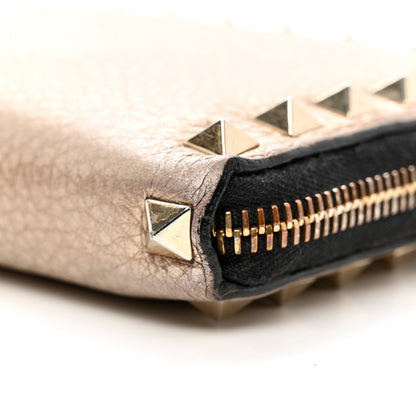 Valentino Garavani Metallic Pebbled Calfskin Rockstud Zip Around Wallet Skin 11 of 12