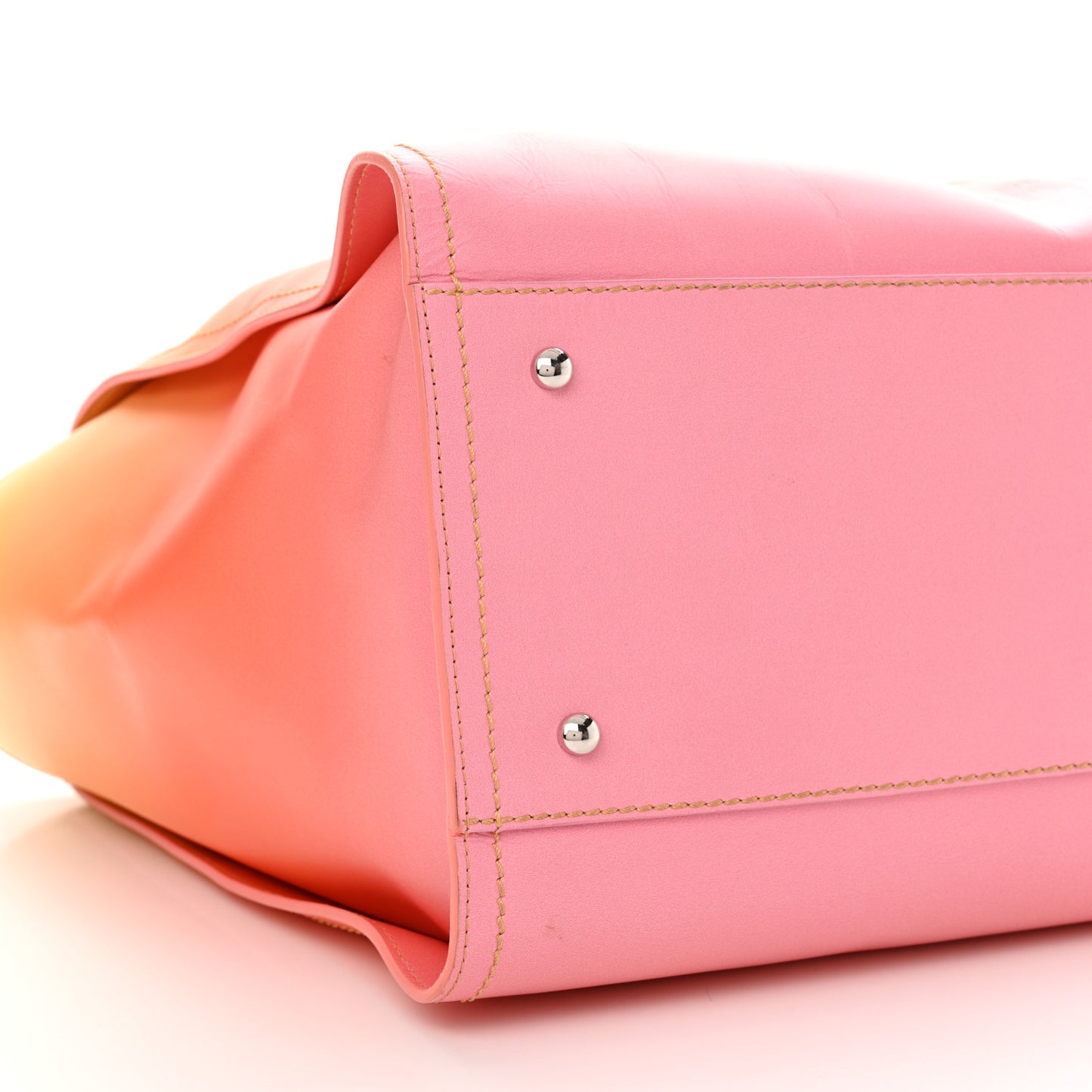 Shaded Calfskin Medium Deauville Tote Orange Coral Pink