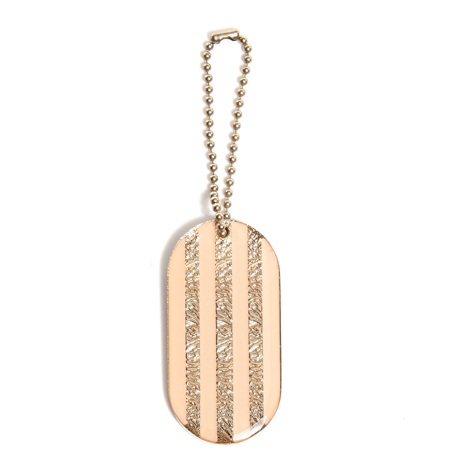 Chanel Stripe Dog Tag Key Ring Beige 1 of 3