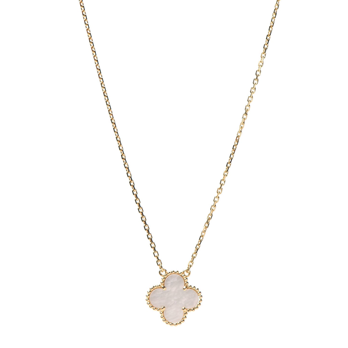18K Yellow Gold Mother of Pearl Vintage Alhambra Pendant Necklace