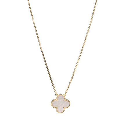Van Cleef & Arpels 18K Yellow Gold Mother of Pearl Vintage Alhambra Pendant Necklace 1 of 6