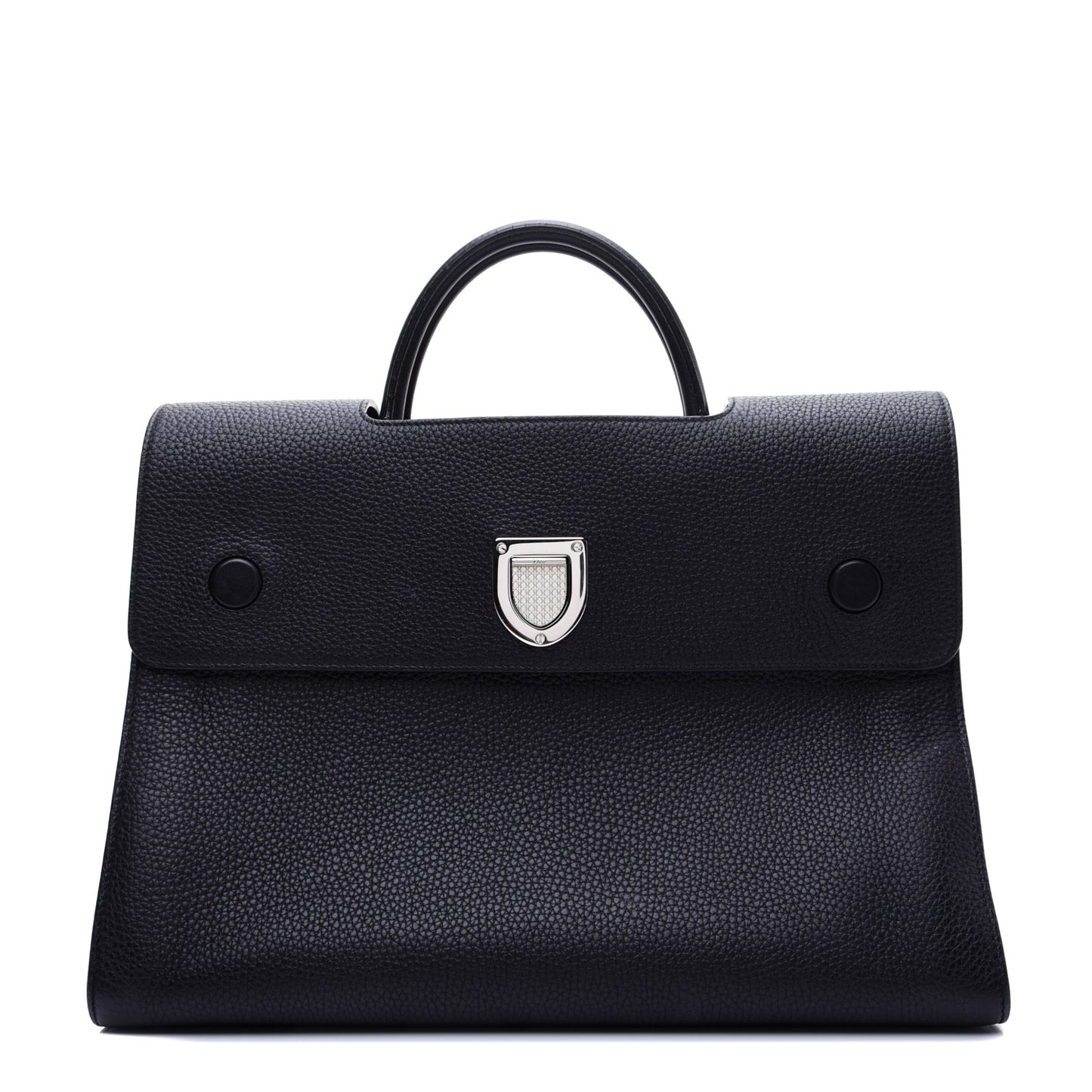 Grained Calfskin Large Diorever Flap Black