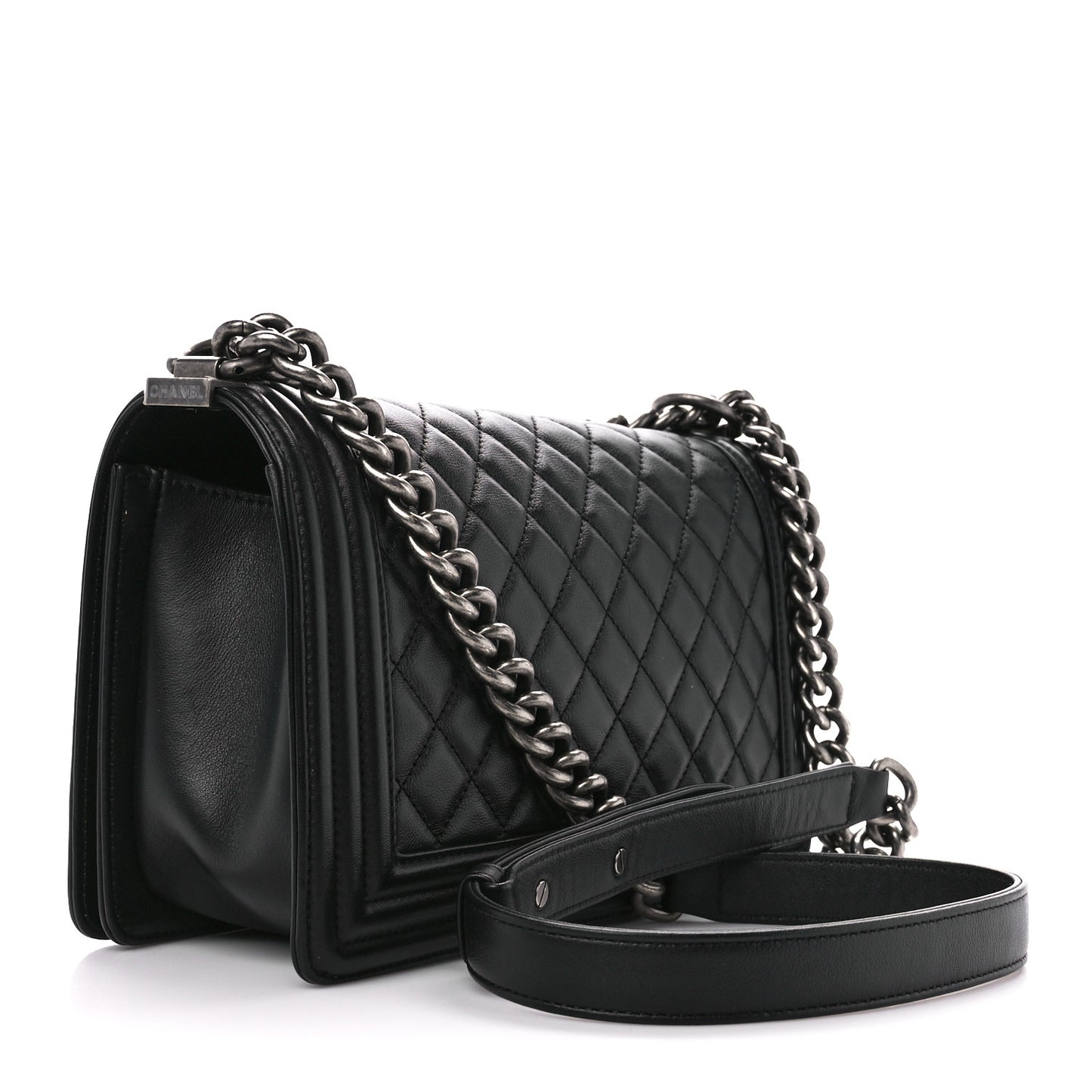Calfskin Quilted Medium Boy Flap Black