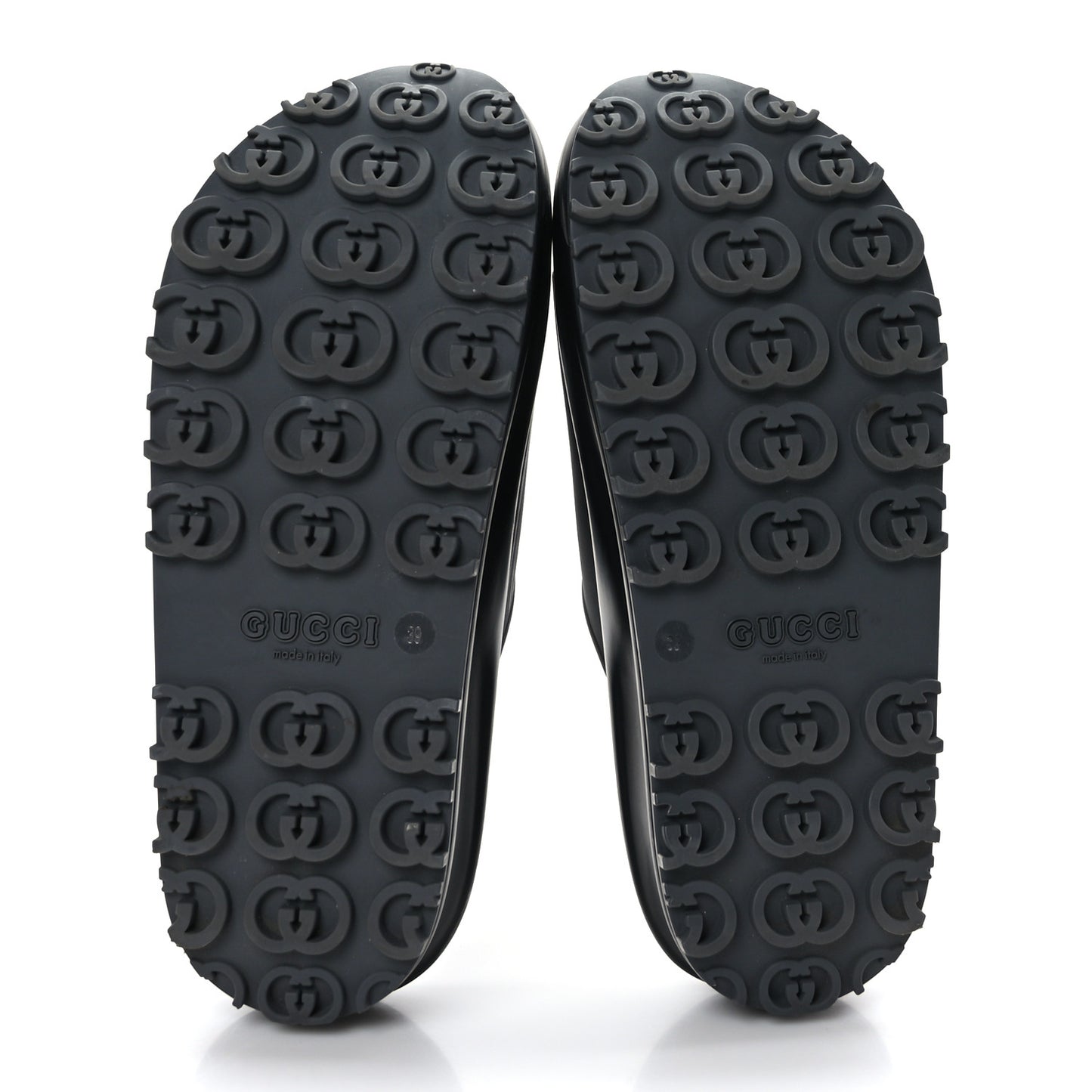Soft Rubber Womens Interlocking G Platform 42mm Slide Sandals 39 Black
