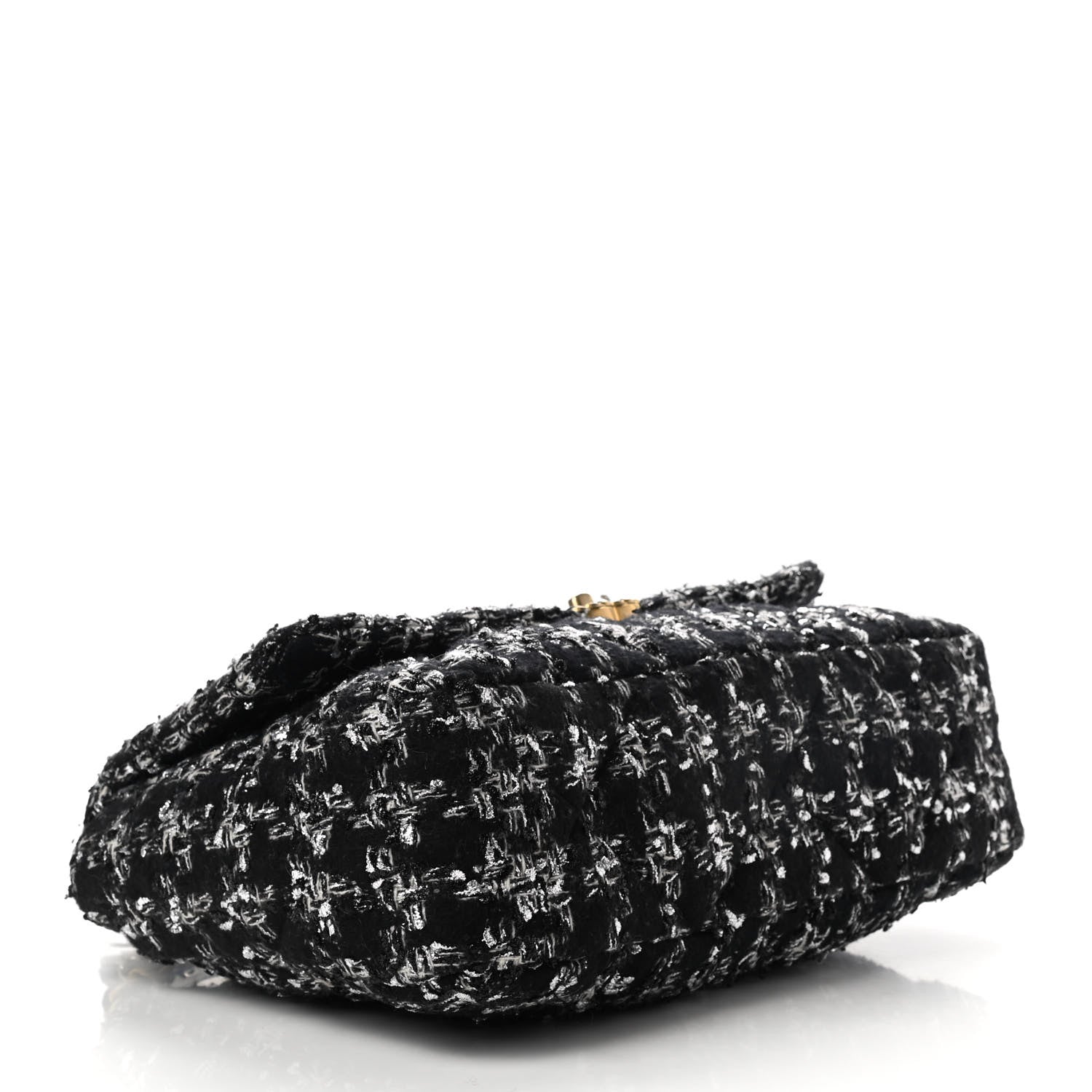 Chanel Tweed Quilted Maxi Chanel 19 Flap Black Silver Ecru 4 of 11