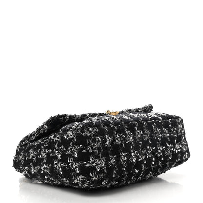 Chanel Tweed Quilted Maxi Chanel 19 Flap Black Silver Ecru 4 of 11