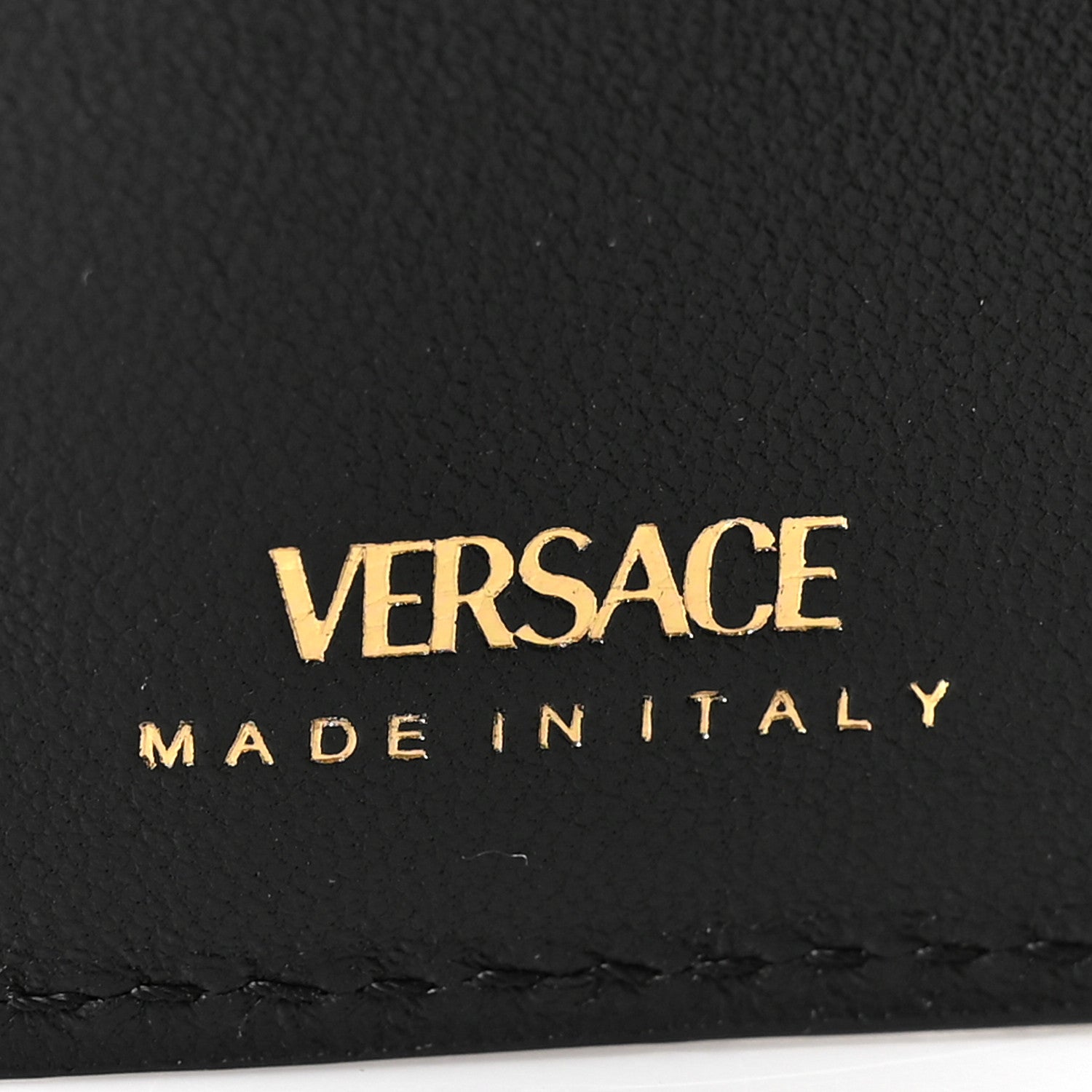 Versace Calfskin Quilted Medusa Zip Card Holder Wallet Black 6 of 6