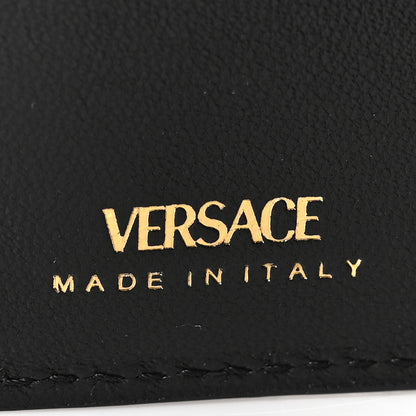 Versace Calfskin Quilted Medusa Zip Card Holder Wallet Black 6 of 6