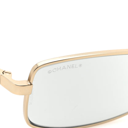 Chanel Metal Crystal Sparkling Wheat Rectangle Sunglasses 71584 Gold 6 of 7