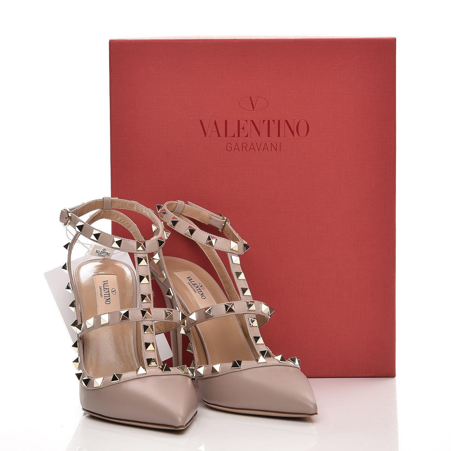 Valentino Garavani Nappa Rockstud Ankle Strap Pumps 40 Poudre 9 of 9