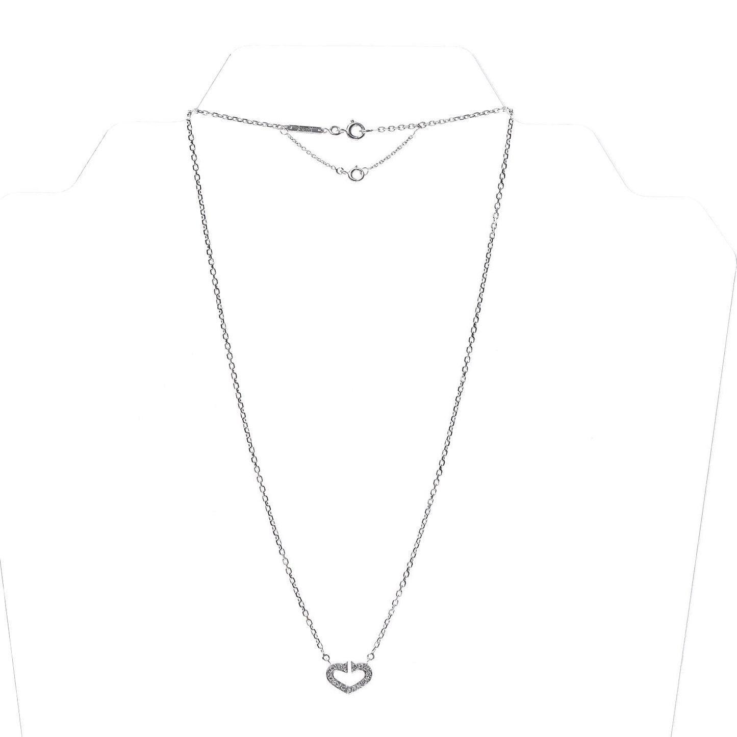 18K White Gold Diamond Small Hearts and Symbols Pendant Necklace