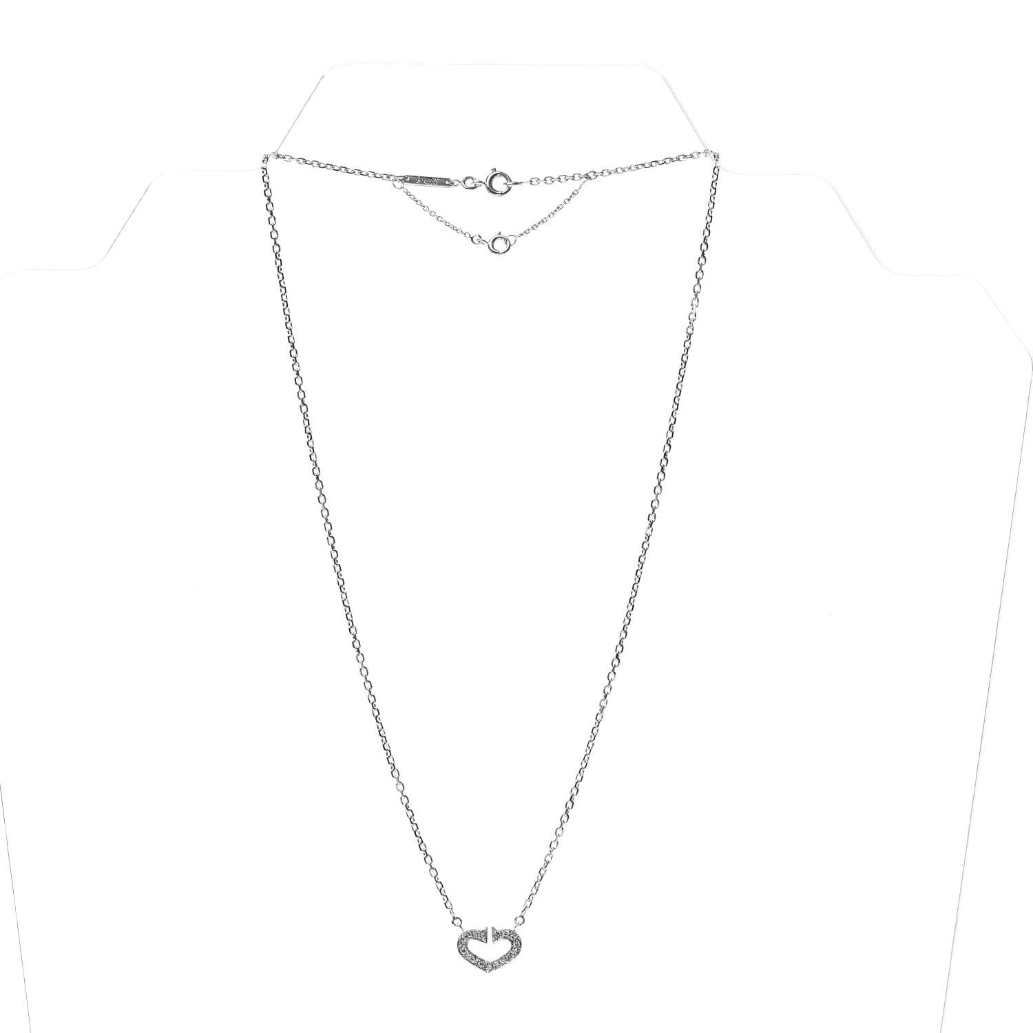 Cartier 18K White Gold Diamond Small Hearts and Symbols Pendant Necklace 3 of 7