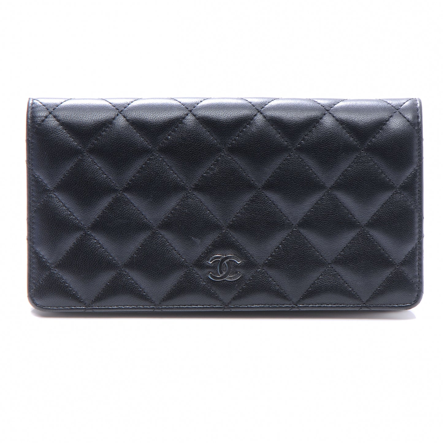 Lambskin Quilted Yen Wallet Black