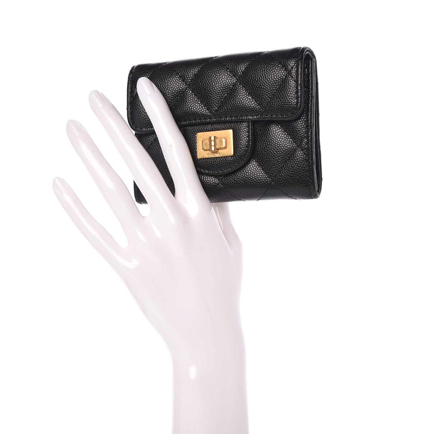 Caviar Quilted Reissue Card Holder Black