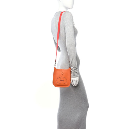 Hermes Taurillon Clemence Amazone Evelyne TPM Orange Peony 2 of 11