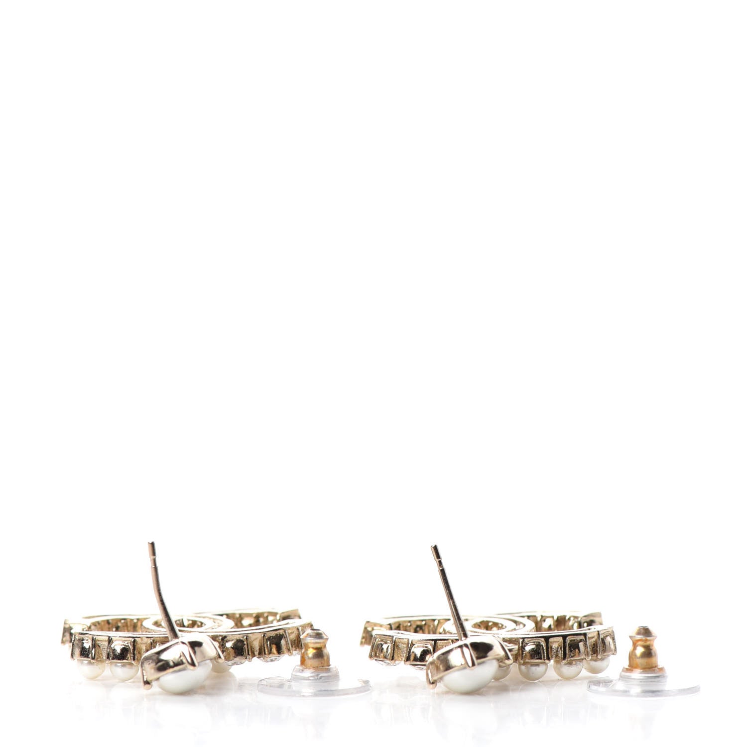 Chanel Crystal Pearl Dazzling Domino CC Drop Earrings Gold 3 of 5
