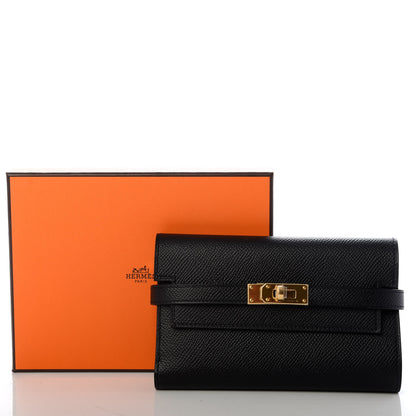 Hermes Epsom Medium Kelly Wallet Black 8 of 8
