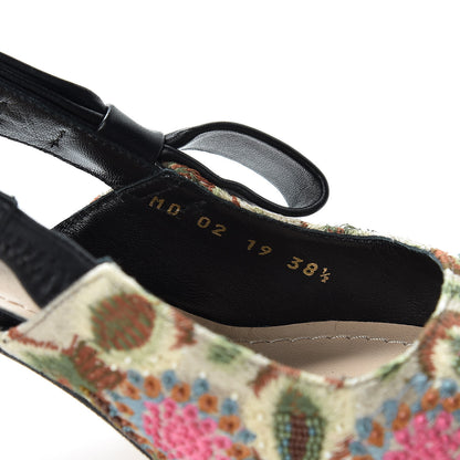 Christian Dior Embroidered Calfskin Beaded Sweet D Sling-Back Pumps 38.5 Cypress 8 of 9