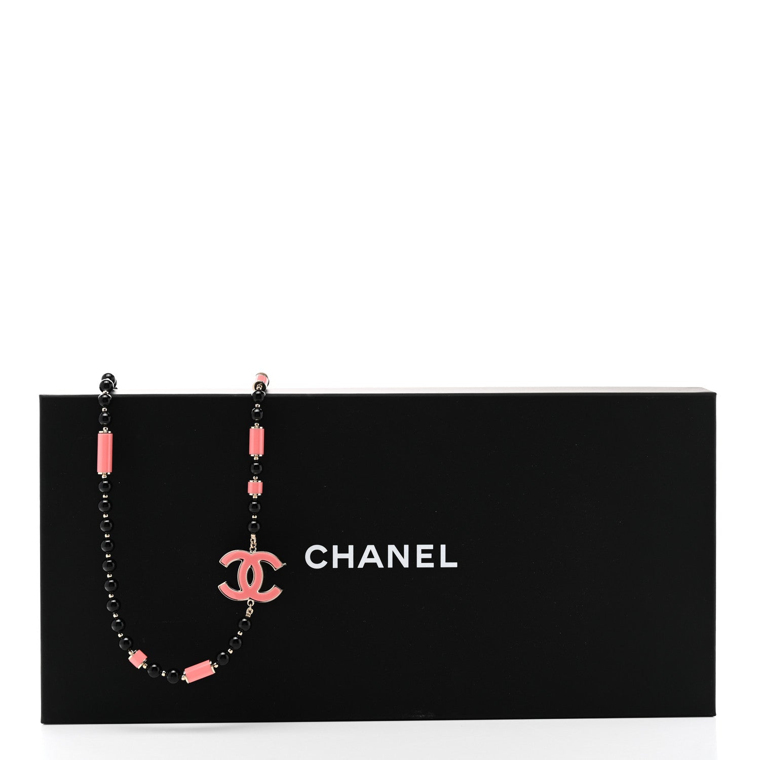 Chanel Enamel Bead CC Long Necklace Pink Black 6 of 6
