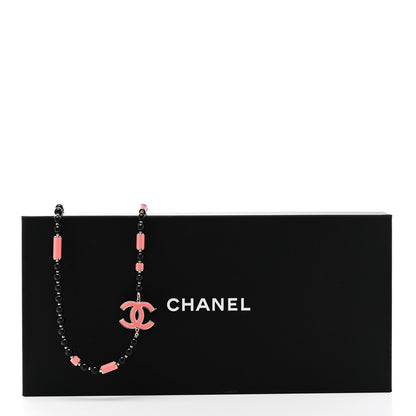 Chanel Enamel Bead CC Long Necklace Pink Black 6 of 6