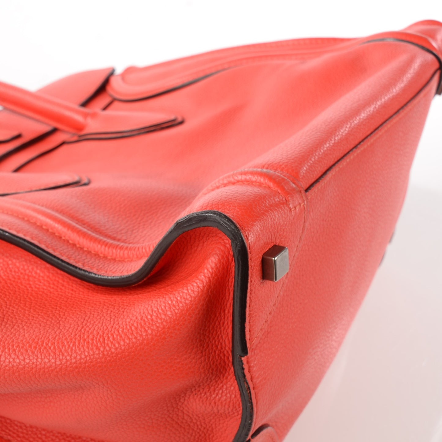 Drummed Calfskin Mini Luggage Vermillion