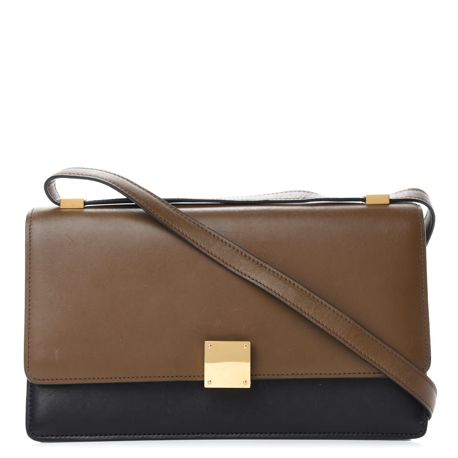 Celine Calfskin Bi-Color Small Case Flap Black Camel 1 of 15