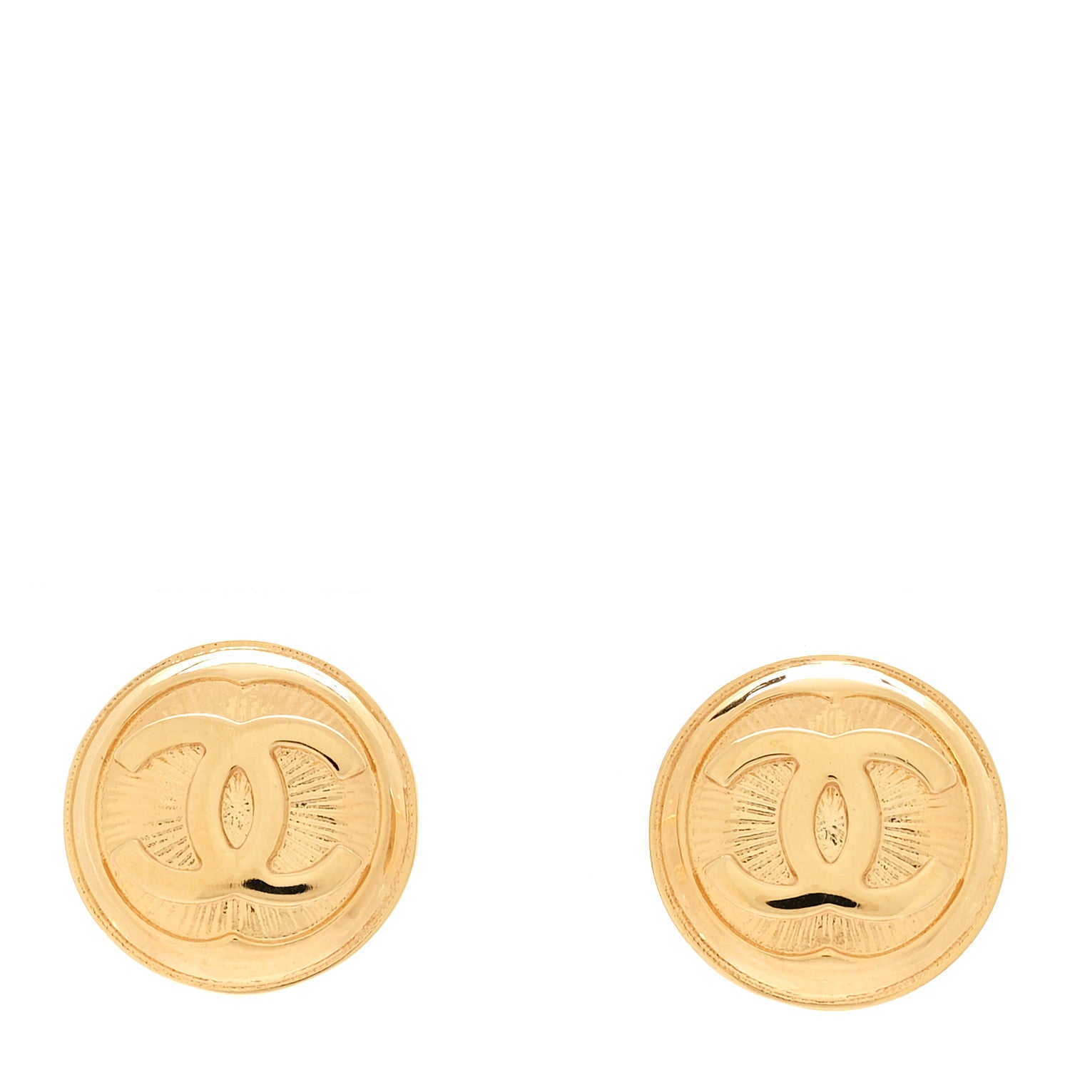Chanel Metal Round CC Earrings Gold 1 of 4