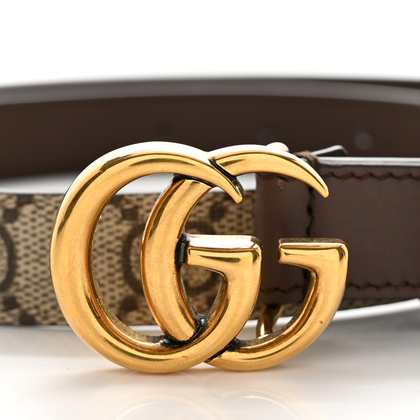 GG Supreme Monogram Matte Plutone Calfskin Double G 20mm Belt 85 34 Beige Ebony New Acero