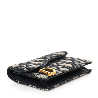 Christian Dior Oblique Saddle Card Holder Blue 4 of 6
