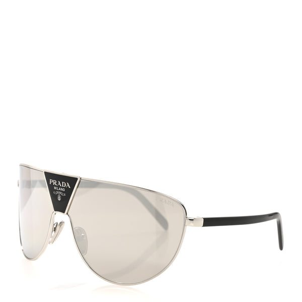 Prada Metal Shield Sunglasses SPR 69ZS Silver Light Grey 1776918