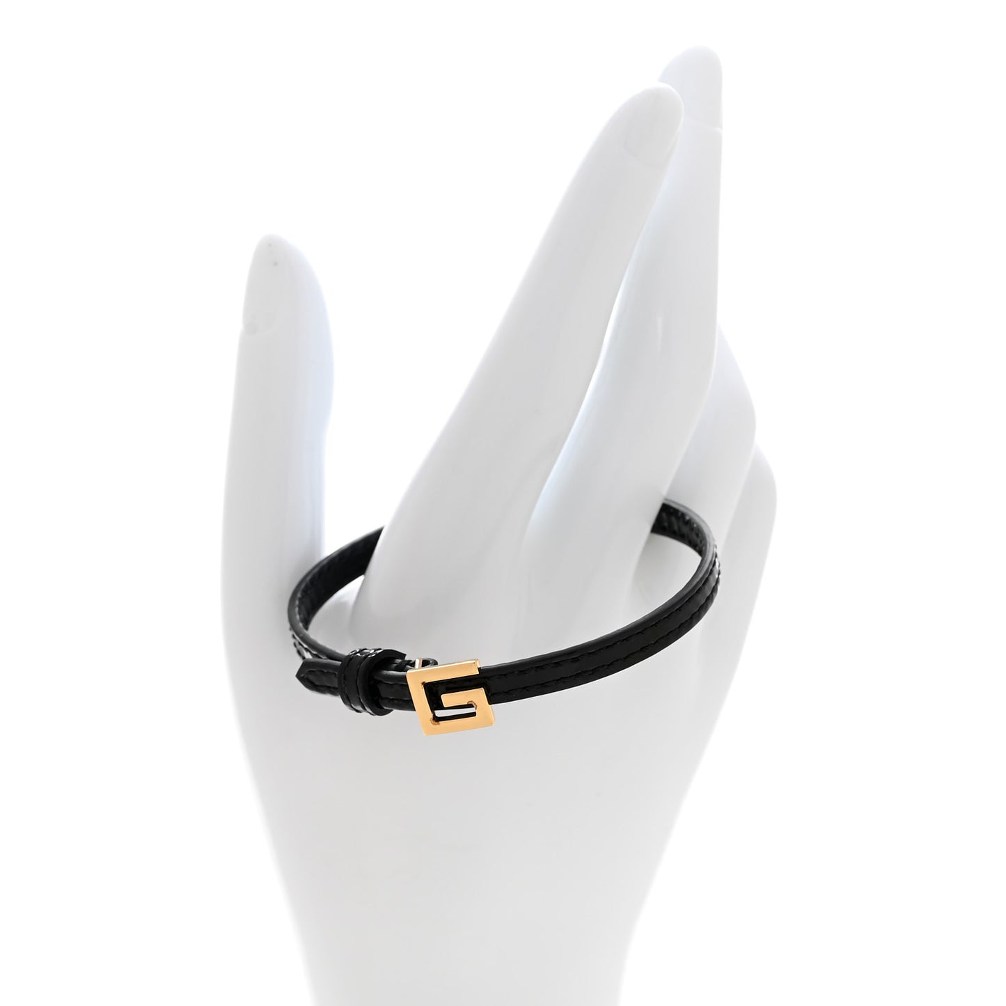 Patent Calfskin Metal Square G Bracelet M Black Gold