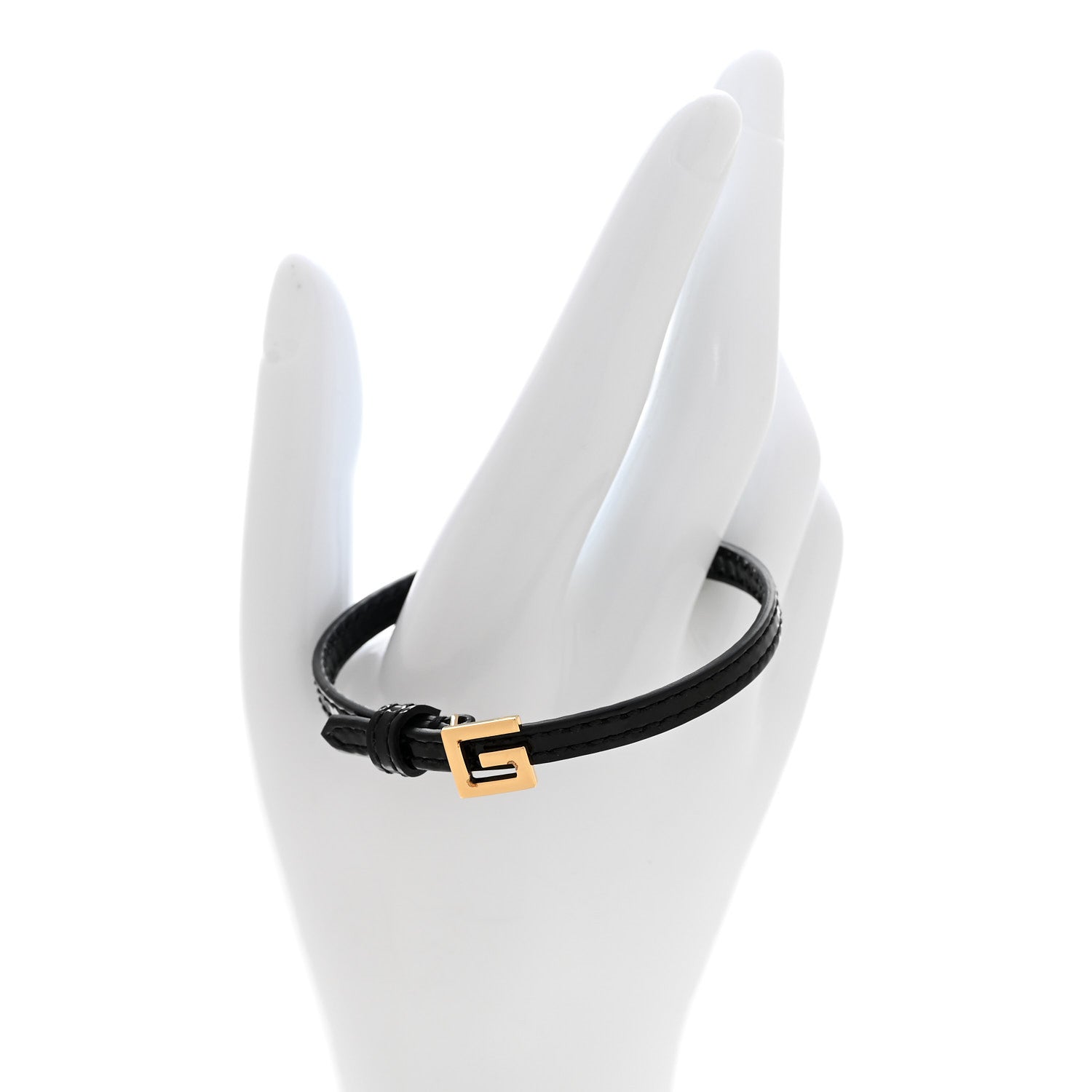 Gucci Patent Calfskin Metal Square G Bracelet M Black Gold 2 of 6