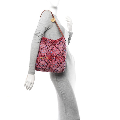 Chanel Tweed Quilted Chanel 22 Pink Burgundy 2 of 11