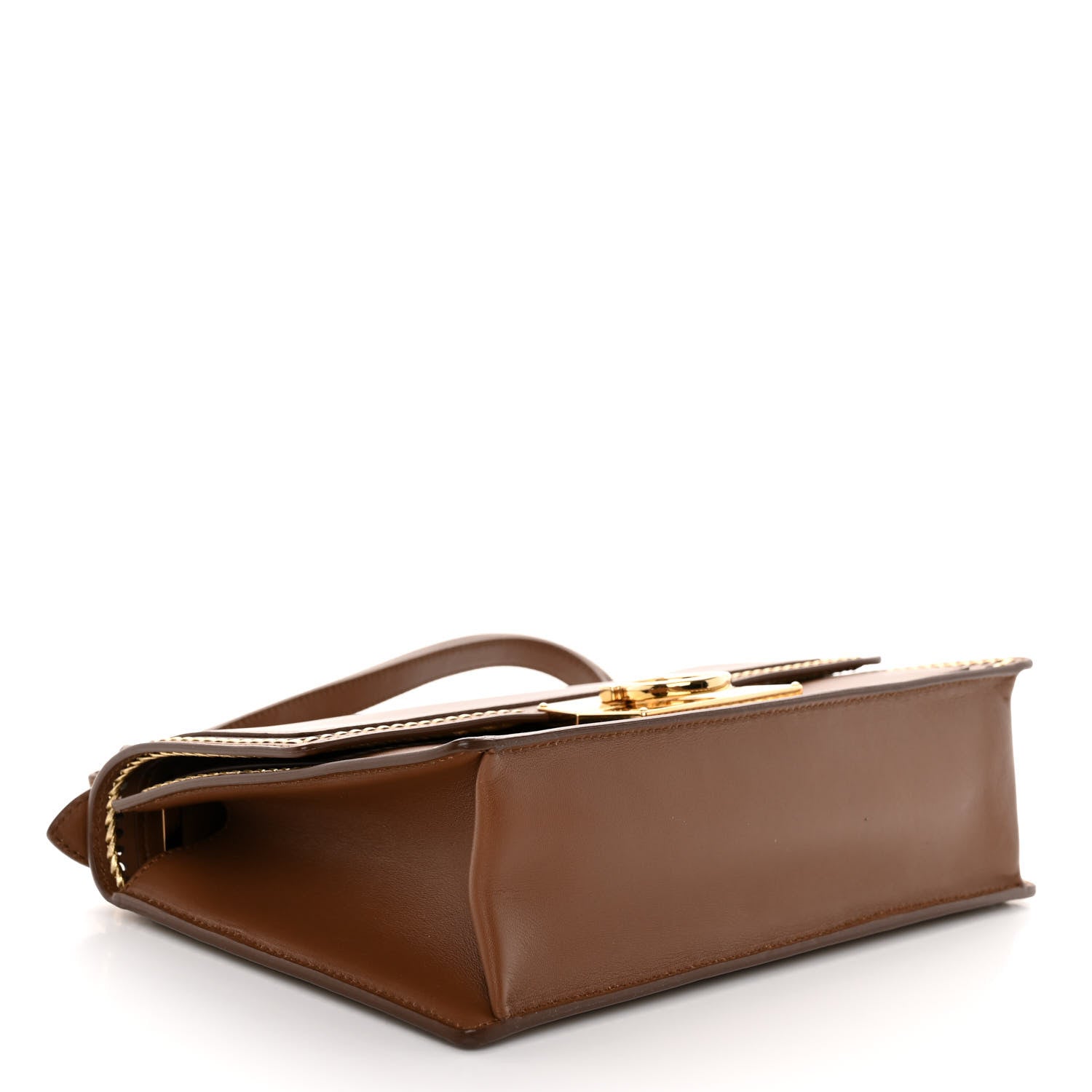 Salvatore Ferragamo Smooth Calfskin Stitched Aileen Gancio Lock Shoulder Bag Brown 4 of 11