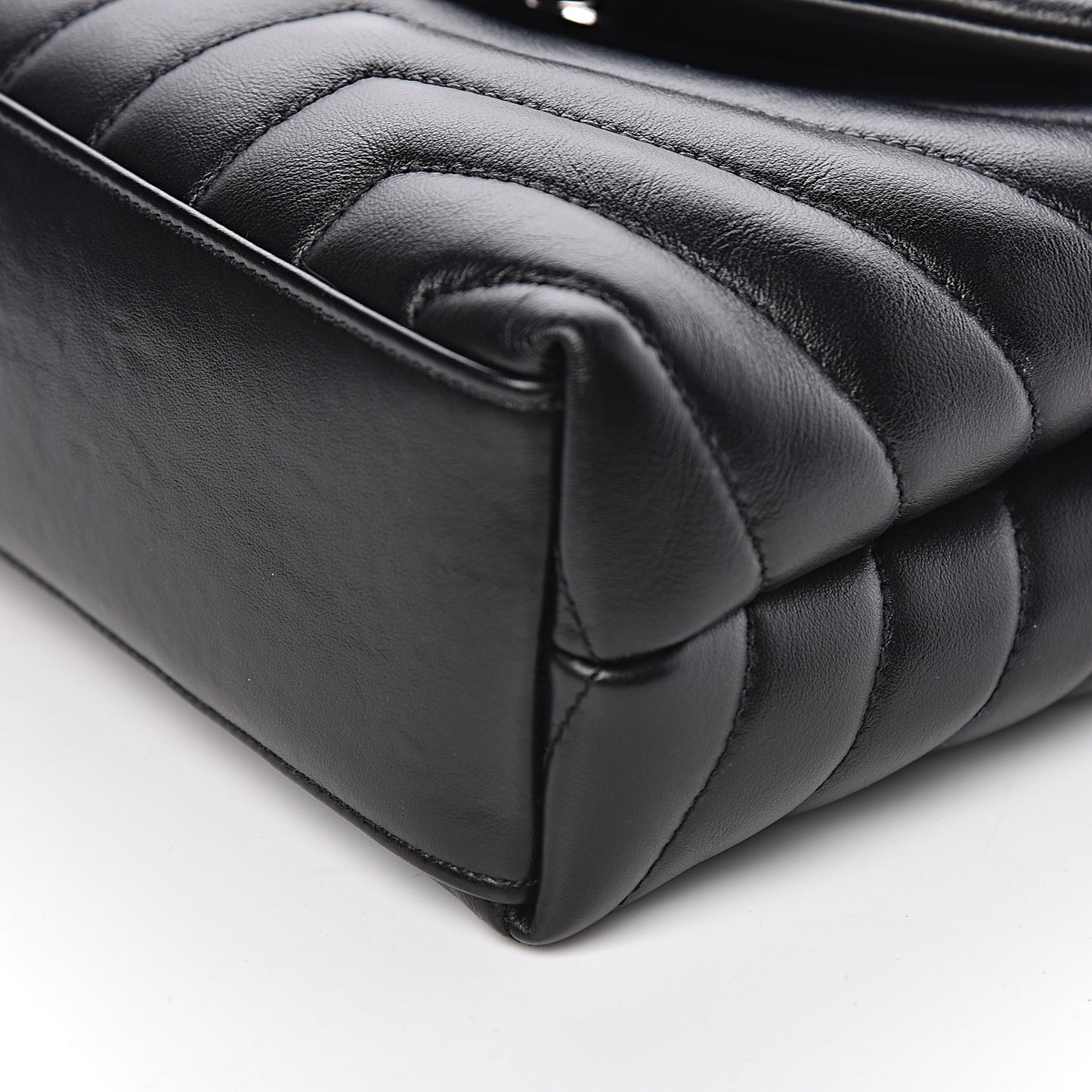 Calfskin Y Quilted Monogram Small Loulou Chain Satchel Black