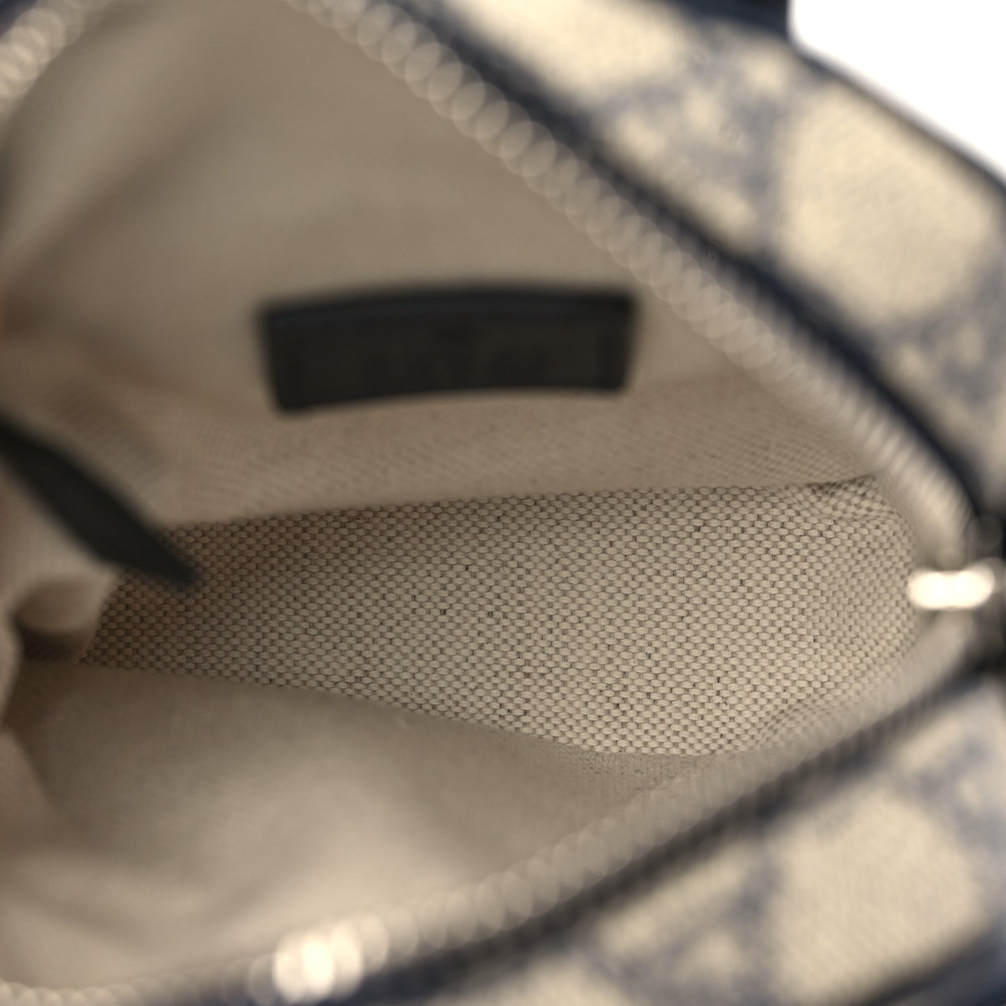 GG Supreme Monogram Textured Dollar Calfskin Web Mini Ophidia Double Zip Messenger Bag Beige Blue
