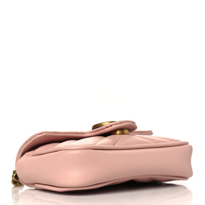Gucci Calfskin Matelasse Heart GG Marmont 2.0 Coin Purse On A Chain Perfect Pink 3 of 8
