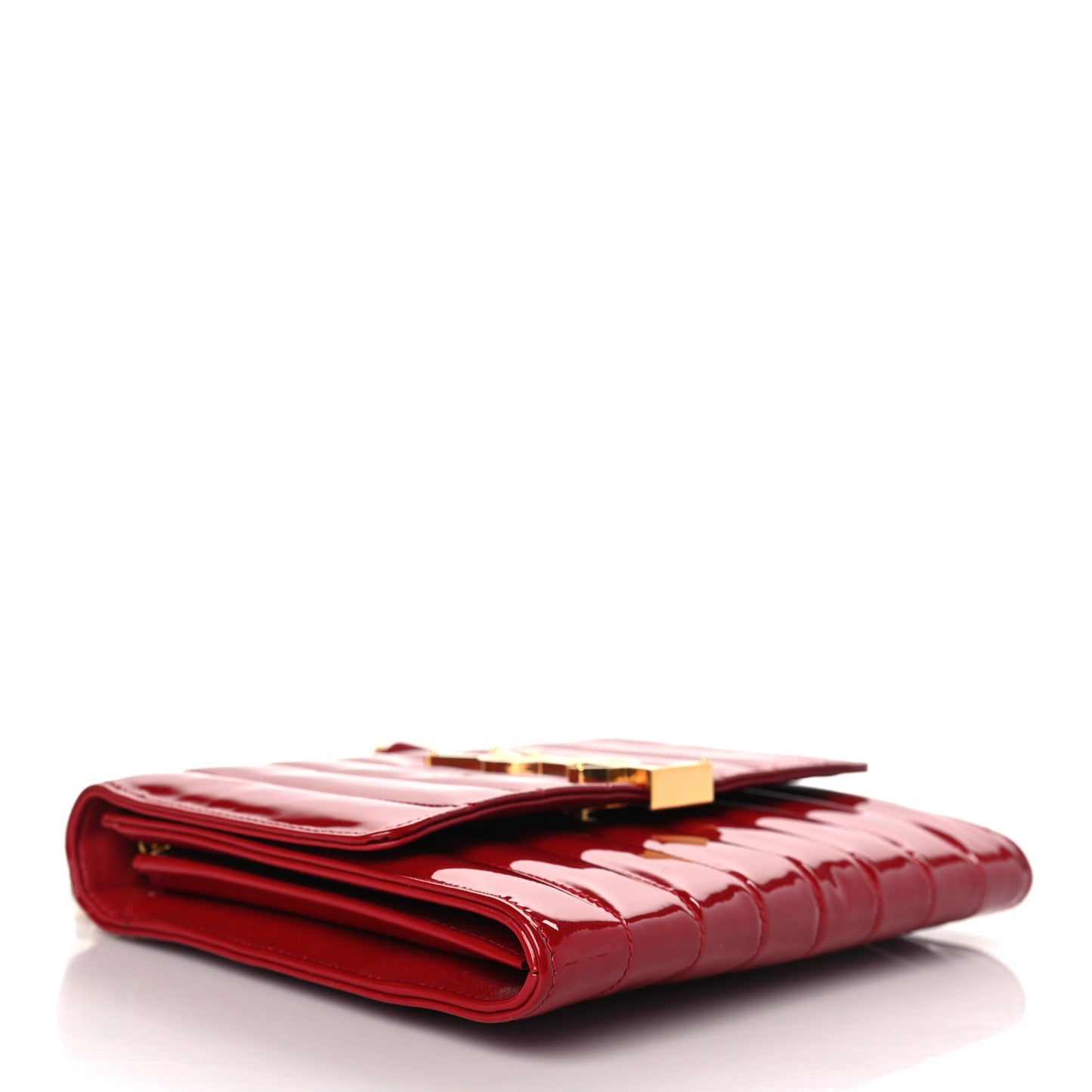 Patent Calfskin Matelasse Vicky Chain Wallet Rouge Eros