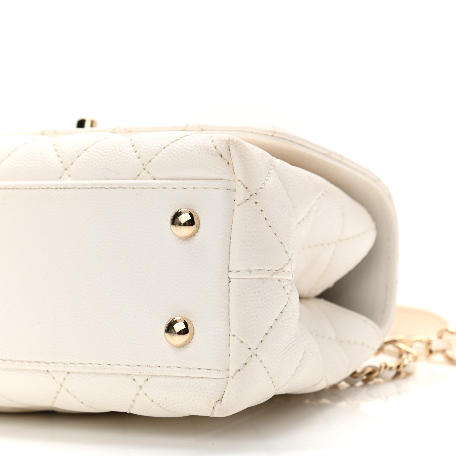 Chanel Caviar Quilted Mini Coco Handle Flap White 10 of 13
