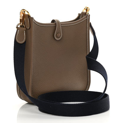 Hermes Taurillon Clemence Amazone Evelyne TPM Etoupe Bleu Indigo 3 of 12