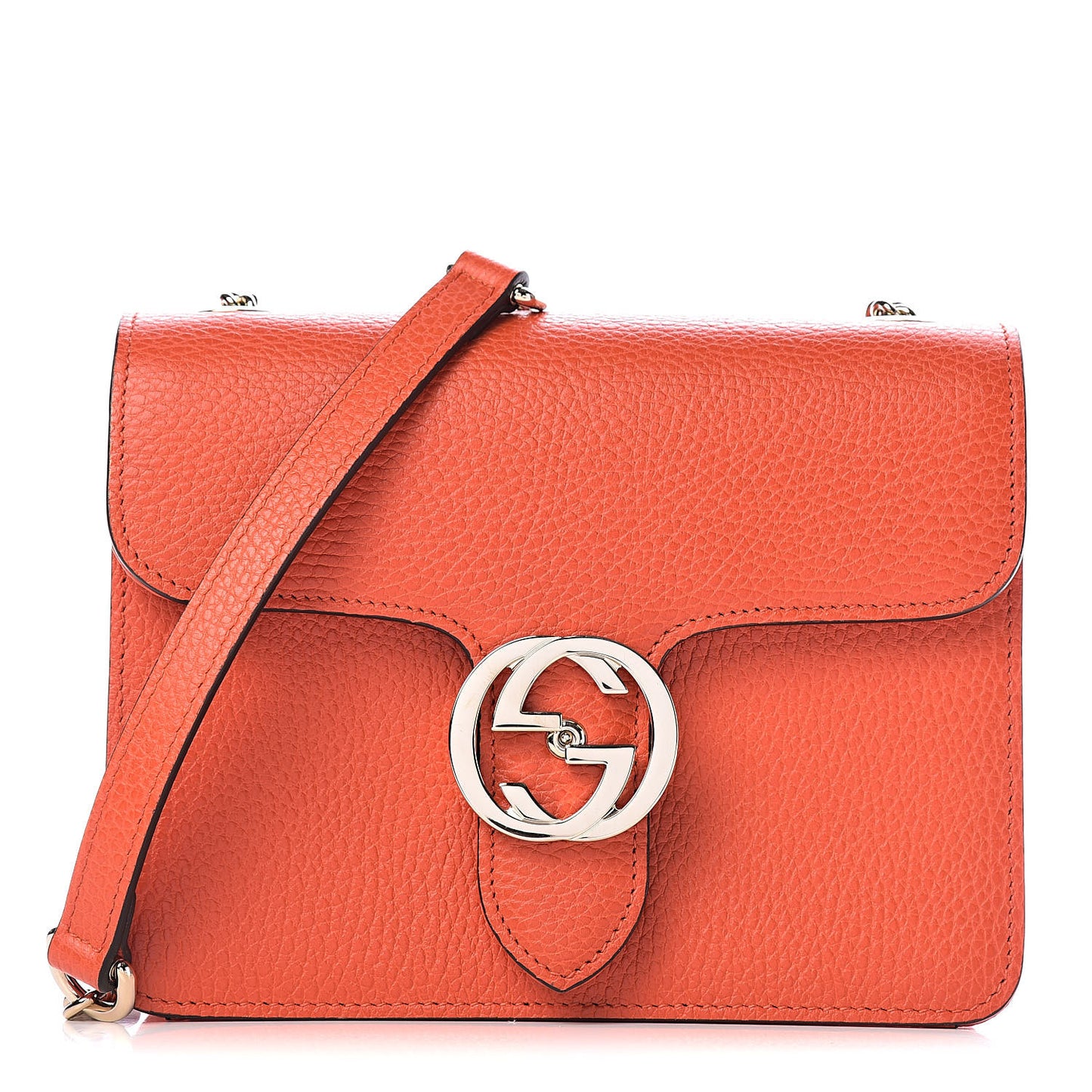 Dollar Calfskin Small Interlocking G Shoulder Bag Sun Orange