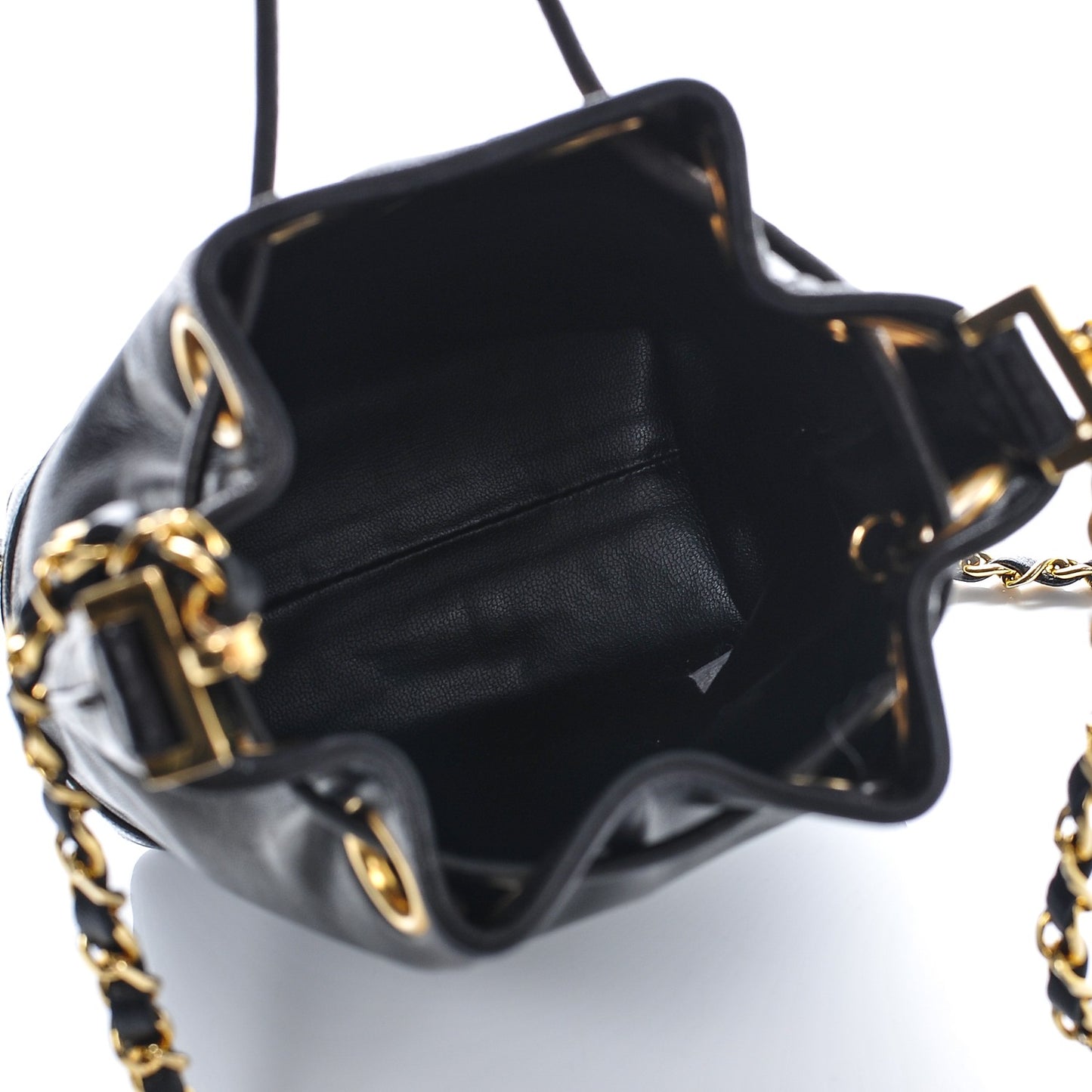 Lambskin CC Drawstring Bag Black