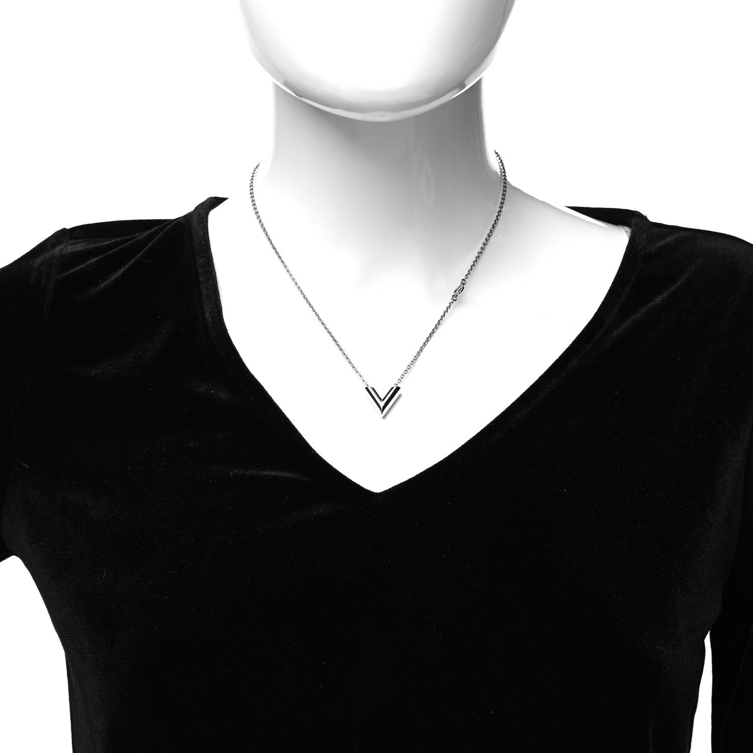 Louis Vuitton Metal Essential V Supple Necklace Silver 2 of 6