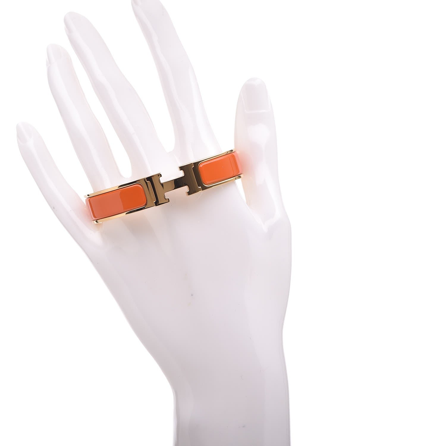 Hermes Enamel Narrow Clic Clac H Bracelet PM Orange 2 of 7