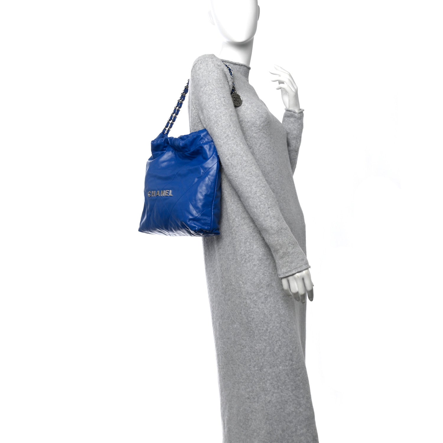 Chanel Shiny Calfskin Quilted Small Chanel 22 Dark Blue 3 of 11